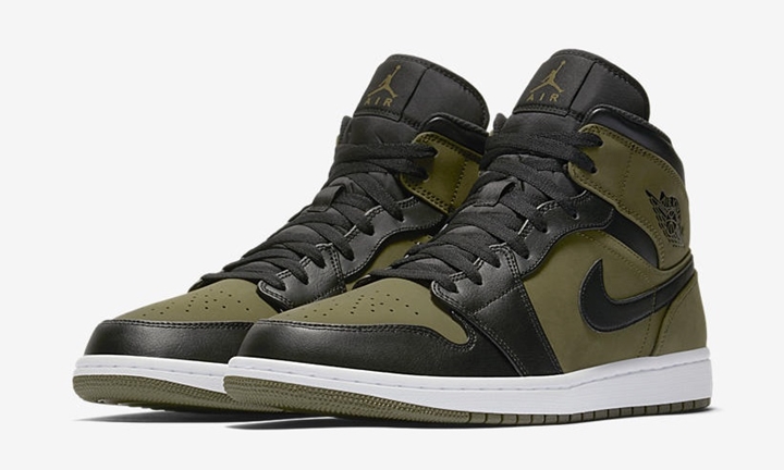 【オフィシャルイメージ】ナイキ エア ジョーダン 1 ミッド “オリーブ キャンバス/ブラック” (NIKE AIR JORDAN 1 MID “Olive Canvas/Black”) [554724-301]