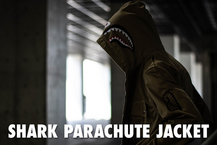 A BATHING APEから本格的なミリタリーテイスト溢れる佇まいを演出するパラシュートジャケット「SHARK PARACHUTE JACKET」が7/7発売 (ア ベイシング エイプ)