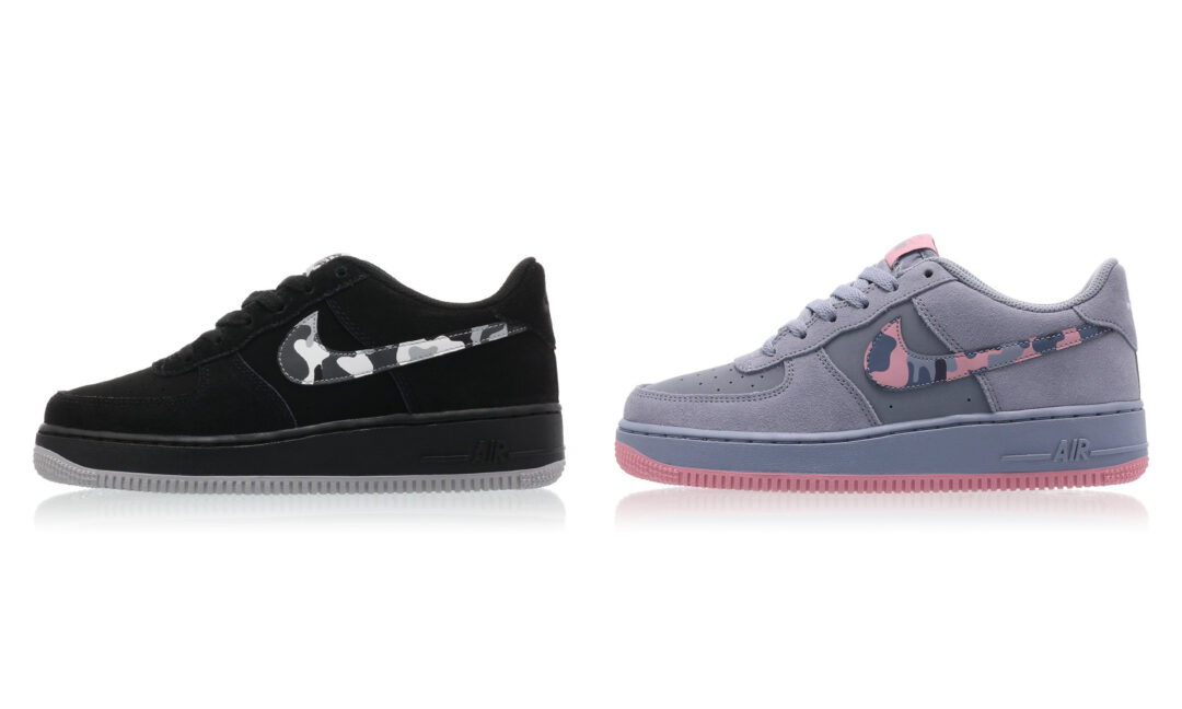 【オフィシャルイメージ】ナイキ GS エア フォース 1 ロー “カモ スウッシュ” (NIKE GS AIR FORCE 1 LOW “Camo Swoosh”) [596728-052,408]