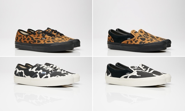 Leopard/Cow パターンを配置したVANS VAULT OG “Classic Slip-On LX” “Authentic LX” (バンズ ボルト クラシック スリッポン オーセンティック)