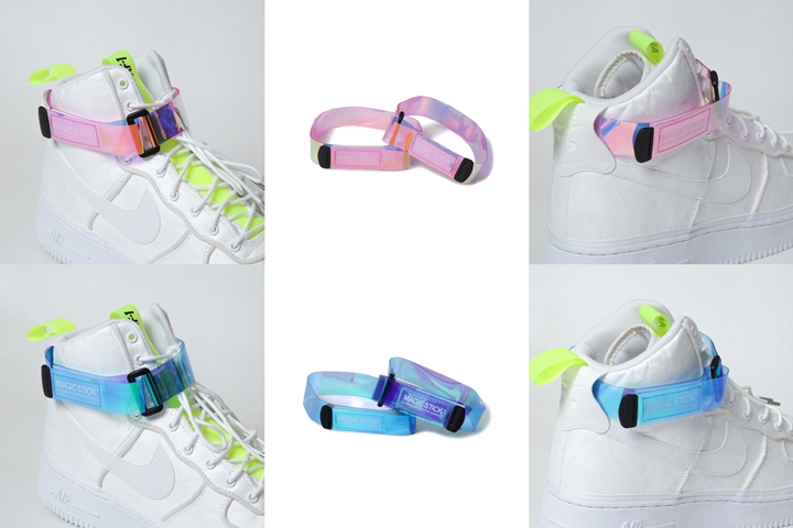 クリアPVC素材 オーロラカラーのMAGIC STICK × NIKE AIR FORCE 1 HIGH “VIP”に最適のHEAD SHOP”M.S.C.S.”のみで展開するアンクルストラップ (マジックスティック ナイキ エア フォース 1 ハイ ヴィップ)