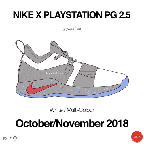 10月11月発売？プレステ × ナイキ PG2.5 “ホワイト/マルチ”がのモックアップが登場 (NIKE PG2.5 “PlayStation”)