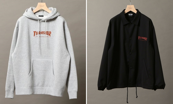 BEAUTY&YOUTH × THRASHER 別注！フロッキープリント SWEAT PARKAと、光沢素材のCOACH JACKETが9月発売 (ビューティアンドユース スラッシャー)