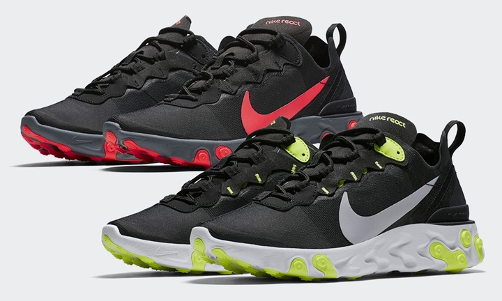 【オフィシャルイメージ】NIKE WMNS REACT ELEMENT 55 “Black/Solar Red” "Black/Volt" (ナイキ ウィメンズ リアクト エレメント 55)