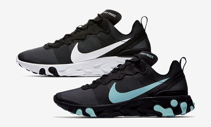 【オフィシャルイメージ】NIKE WMNS REACT ELEMENT 55 “Black/White” “Black/Blue” (ナイキ ウィメンズ リアクト エレメント 55)