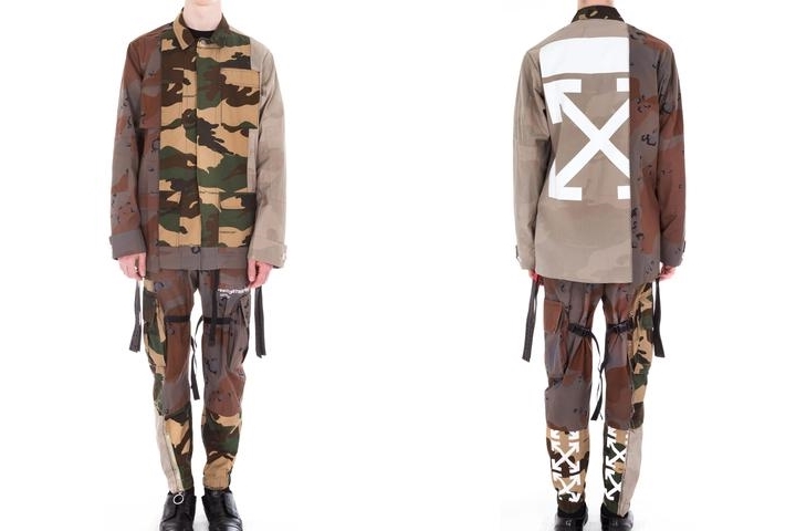 異なるカモフラパターンを再構築した OFF-WHITE C/O VIRGIL ABLOH “Reconstructed CAMO Field Jacket/Cargo Pant” (オフホワイト)