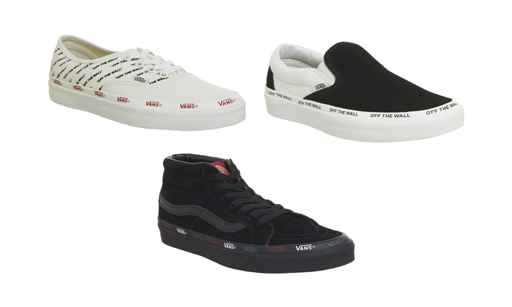 “OFF THE WALL” テキストを配置したVANS AUTHENTIC/SK8-MID/CLASSIC SLIP-ON (バンズ オーセンティック/スケートミッド/クラシック スリッポン)