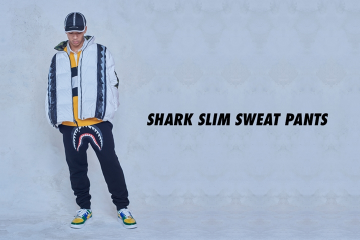 A BATHING APEからシャークがインパクトを放つスウェットパンツ「SHARK SLIM SWEAT PANTS」が9/8から発売 (ア ベイシング エイプ)