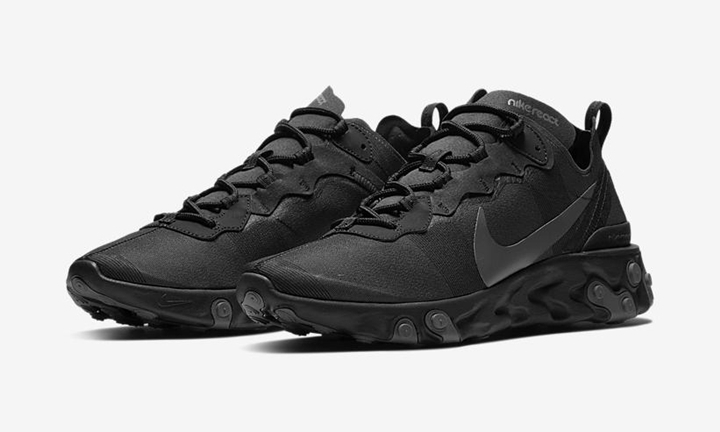 【オフィシャルイメージ】NIKE REACT ELEMENT 55 “Triple Black” (ナイキ リアクト エレメント 55 “トリプル ブラック”) [BQ6166-008]