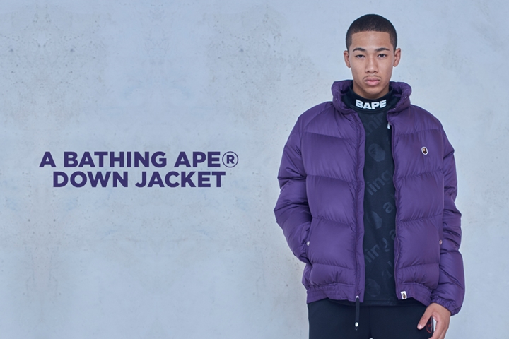 A BATHING APEからキルトステッチ部分を圧着しステッチ無しで仕上げたダウンジャケット「A BATHING APE DOWN JACKET」が10/13から発売 (ア ベイシング エイプ)