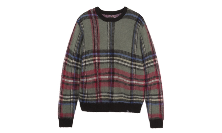STUSSYから、アクリルやウール混紡のミックスモヘアが大判のタータンチェックをまとったクルーネックセーターなどの新作が発売 (ステューシー)