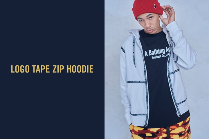 A BATHING APEからロゴテープとAPE HEADを配したジップフーディ「LOGO TAPE ZIP HOODIE」が11/3から発売 (ア ベイシング エイプ)