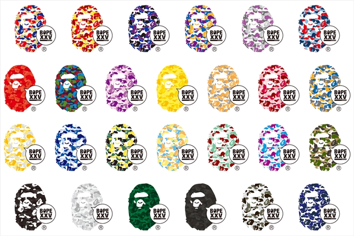 A BATHING APE 25周年記念！BAPE STORE 全世界店舗のオリジナルカモ柄で仕上げたアイテムが11/10発売 (ア ベイシング エイプ)