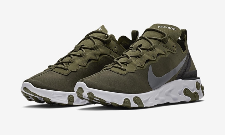 【オフィシャルイメージ】NIKE REACT ELEMENT 55 “Olive” (ナイキ リアクト エレメント 55 “オリーブ”) [BQ6166-200]