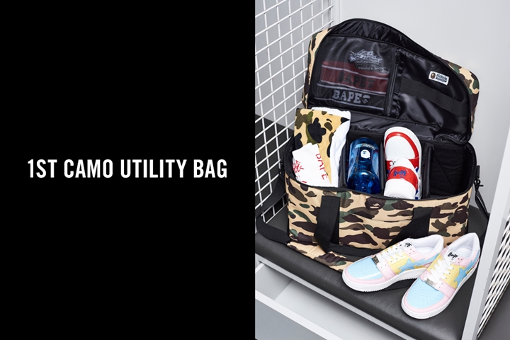 A BATHING APEからシューズを収納し持ち運びができるユーティリティバッグ「1ST CAMO UTILITY BAG」が11/17から発売 (ア ベイシング エイプ)