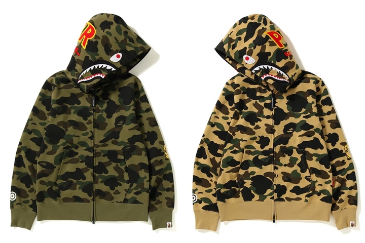 A BATHING APEから防風性のウィンドストッパーファブリクスを使用したシャークフルジップフーディ「WINDSTOPPER 1ST CAMO SHARK FULL ZIP HOODIE」が11/17発売 (ア ベイシング エイプ)