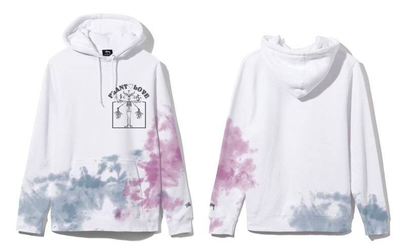 STUSSYから、ナチュラル色のボディに植物のイメージを淡いパープルのタイダイで表現したプルオーバーフーディなどの新作が発売 (ステューシー)