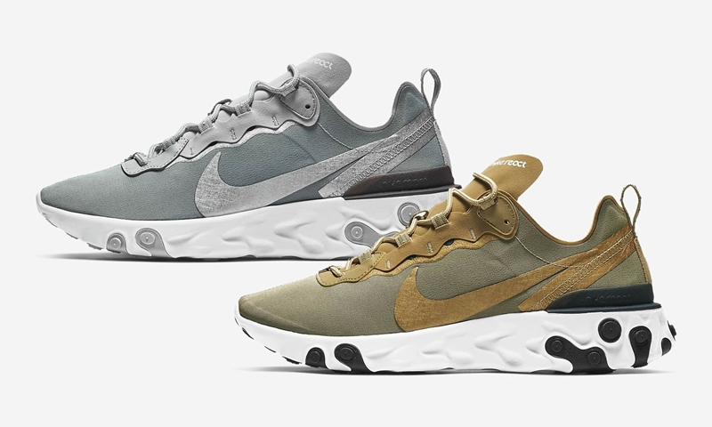 【オフィシャルイメージ】NIKE REACT ELEMENT 55 “Metallic Silver/Metallic Gold” (ナイキ リアクト エレメント 55 “メタリックシルバー/メタリックゴールド”) [BQ6166-007,700]