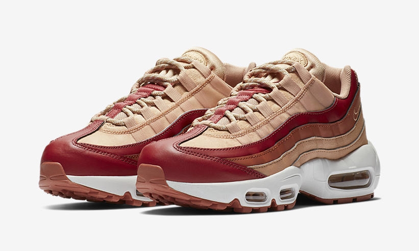 【オフィシャルイメージ】ナイキ ウィメンズ エア マックス 95 “チームクリムゾン/ダスティピーチ” (NIKE WMNS AIR MAX 95 “Team Crimson/Dusty Peach”) [307960-607]