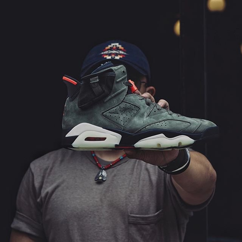 トラビス・スコット × ナイキ エア ジョーダン 6 "ミディアムオリーブ/ブラック" (TRAVIS SCOTT NIKE AIR JORDAN 6 "Medium Olive/Black") [CN1084-200]