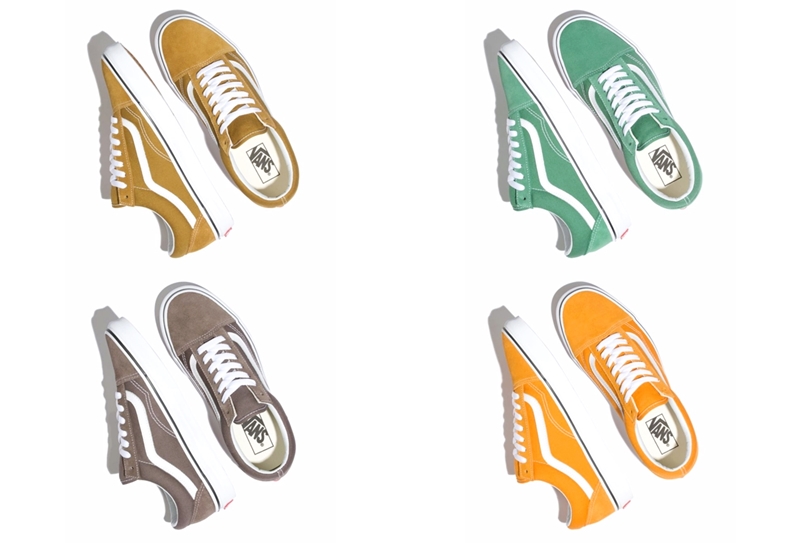 季節感に合わせたカラーを使用したシーズナルモデル VANS OLD SKOOL "CUMIN/DEEP GRASS GREEN/DARK CHEDDAR/FALCON" (バンズ レザー オールドスクール)