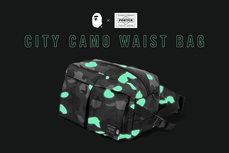 A BATHING APE × PORTER コラボ最新作が12/15発売！暗闇に光るウェストバッグ「PORTER CITY CAMO WAIST BAG」がリリース (ア ベイシング エイプ ポーター)