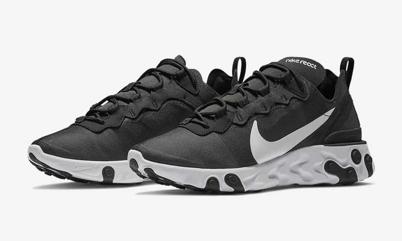 【オフィシャルイメージ】NIKE WMNS REACT ELEMENT 55 “Black/White” (ナイキ ウィメンズ リアクト エレメント 55 “ブラック/ホワイト”) [BQ2728-003]