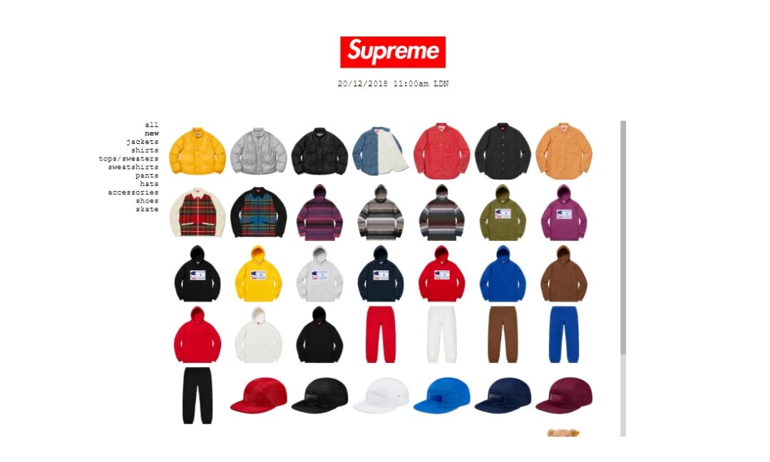 12/22発売！SUPREME (シュプリーム) 2018 FALL/WINTER レギュラーアイテム一覧！