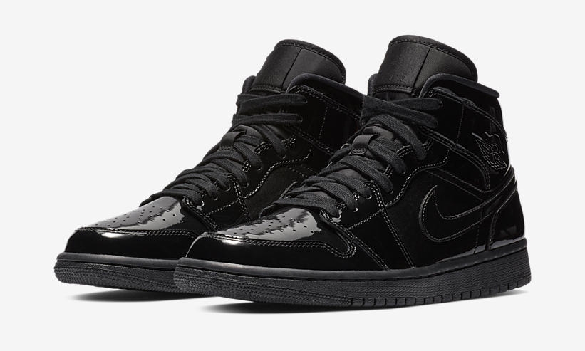 【オフィシャルイメージ】ナイキ ウィメンズ エア ショーダン 1 ミッド SE “パテント トリプルブラック” (NIKE WMNS AIR JORDAN 1 MID SE “Patent Triple Black”) [BQ6472-002]