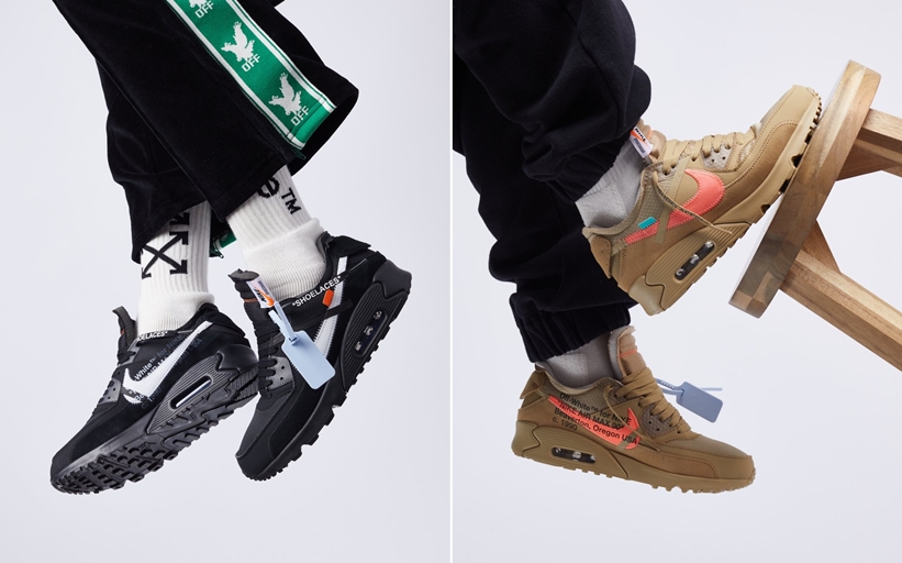 【オフィシャルイメージ】2019/1/17発売！OFF-WHITE c/o VIRGIL ABLOH × NIKE AIR MAX 90 “Black/Desert Ore” “Part 2” (オフホワイト ナイキ エア マックス 90 “パート 2” “ブラック/デザートオレ”) [AA7293-001,200]