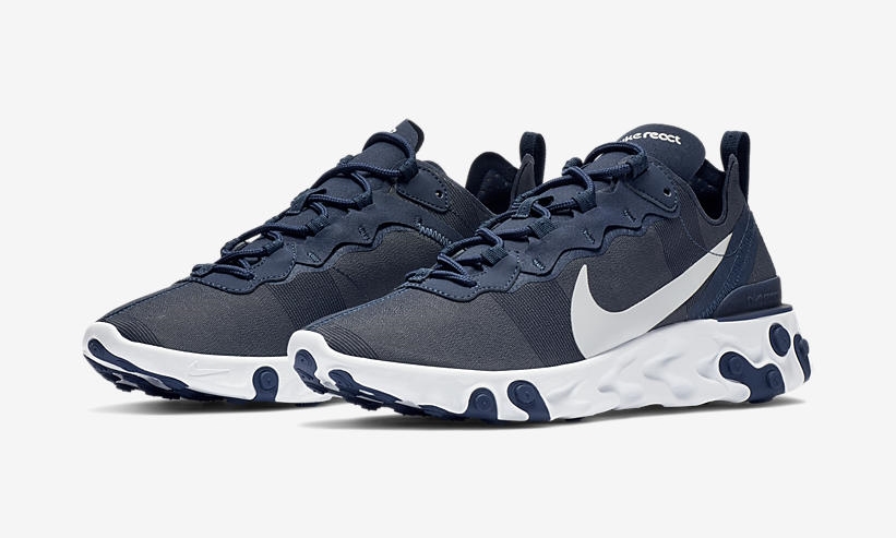 【オフィシャルイメージ】NIKE REACT ELEMENT 55 “Midnight Navy/White" (ナイキ リアクト エレメント 55 “ミッドナイトネイビー/ホワイト”) [BQ6166-401]