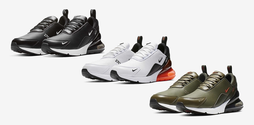 【オフィシャルイメージ】ナイキ エア マックス 270 プレミアム レザー (NIKE AIR MAX 270 PREMIUM LEATHER “Black/White/Olive”) [BQ6171-001,100,200]