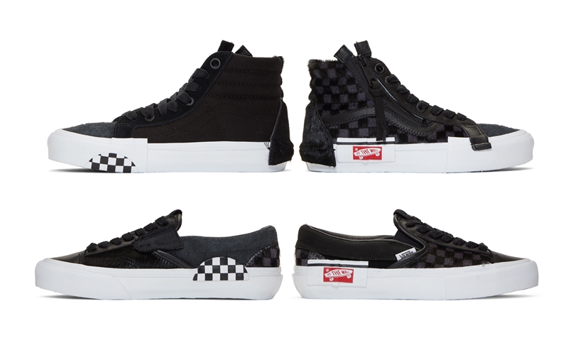 ブラックカラーのアニマルポニーヘアー VANS “Cut & Paste Pack” SK8-HI/SLIP-ON (バンズ “カットアンドペースト パック” スケートハイ/スリッポン Animal Pony Hair)