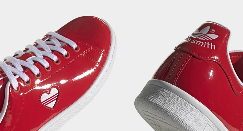 バレンタインらしいハートを配置したadidas Originals WMNS STAN SMITH "Active Red" (アディダス オリジナルス ウィメンズ スタンスミス "アクティブレッド") [G28136]