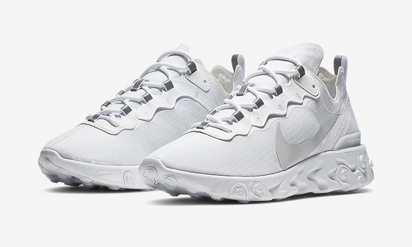 【オフィシャルイメージ】NIKE REACT ELEMENT 55 "White/Pure Platinum" (ナイキ リアクト エレメント 55 “ホワイト/ピュアプラチナム”) [BQ6167-101]