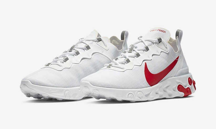 【オフィシャルイメージ】NIKE REACT ELEMENT 55 “White/Bright Crimson” (ナイキ リアクト エレメント 55 “ホワイト/ブライトクリムゾン”) [BQ6167-102]