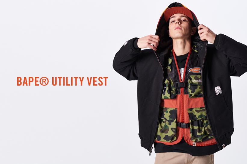 A BATHING APEからミリタリーテイストを存分に反映したユーティリティベスト「BAPE UTILITY VEST」が2/9発売 (ア ベイシング エイプ)