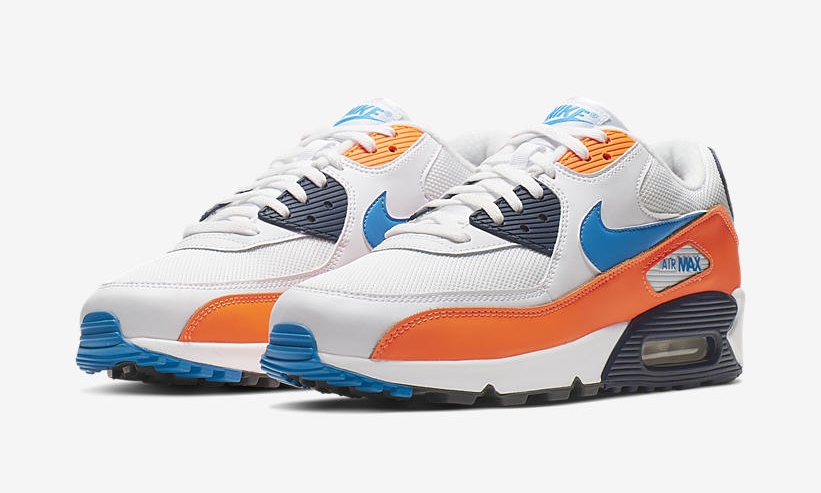 【オフィシャルイメージ】ナイキ エア マックス 90 エッセンシャル “ホワイト/ブルー/オレンジ” (NIKE AIR MAX 90 ESSENTIAL “White/Blue/Orange”) [AJ1285-104]