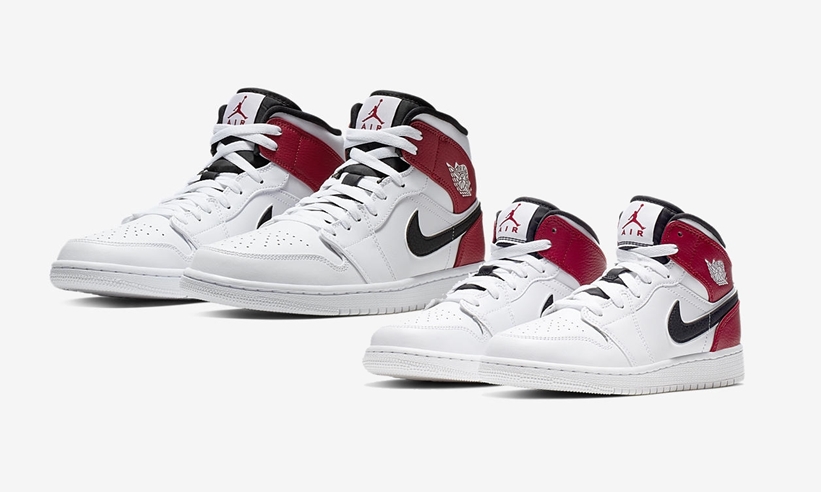 【オフィシャルイメージ】ナイキ エア ジョーダン 1 ミッド “ホワイト/ブラック/レッド” (NIKE AIR JORDAN 1 MID “White/Black/Red”) [554724,554725-116]