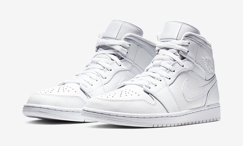 【オフィシャルイメージ】ナイキ エア ジョーダン 1 ミッド “トリプルホワイト” (NIKE AIR JORDAN 1 MID “Triple White”) [554724,554725-129]