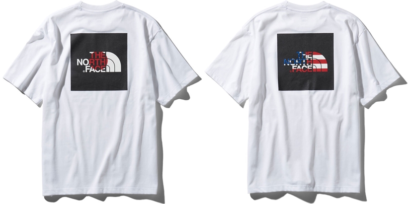 日本とアメリカの国旗を透かしたTHE NORTH FACE “S/S National Flag Square Logo Tee” 2019 S/S (ザ・ノース・フェイス “ナショナル フラッグ スクエア ロゴ” 2019年 春夏) [NT31943]