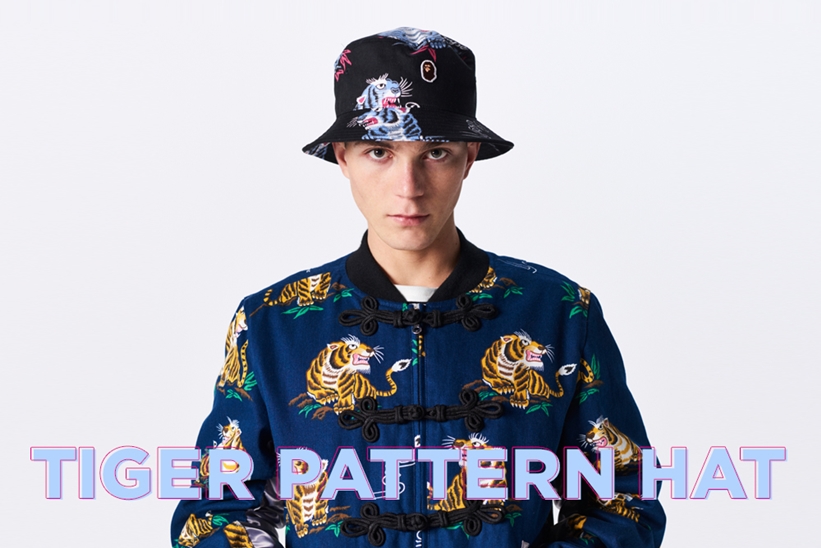 A BATHING APE から和柄+タイガーを融合した2019春夏の新柄を採用したハット「TIGER PATTERN HAT」が5/11発売 (ア ベイシング エイプ)