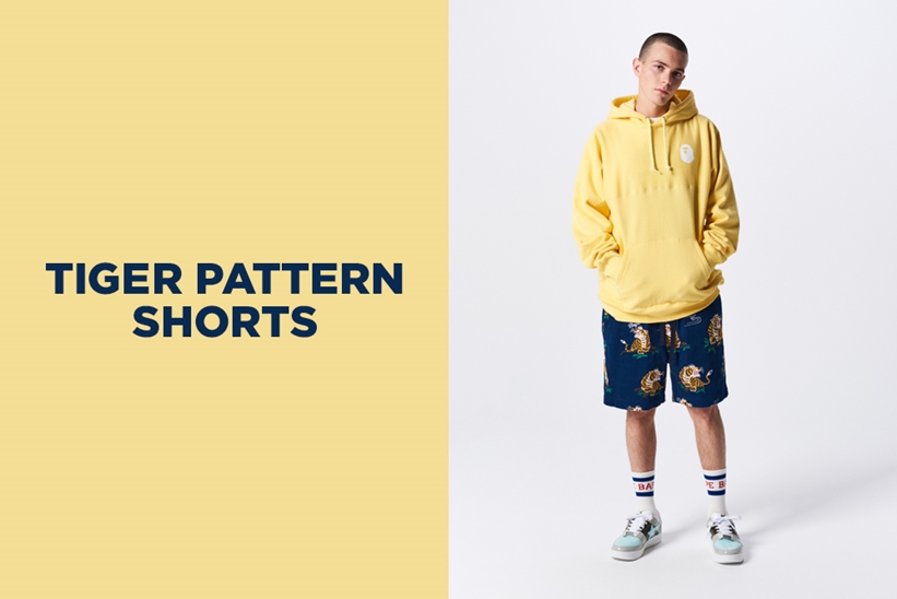 A BATHING APE から和柄+タイガーを融合した2019春夏の新柄を採用したショートパンツ「TIGER PATTERN SHORTS」が5/11発売 (ア ベイシング エイプ)