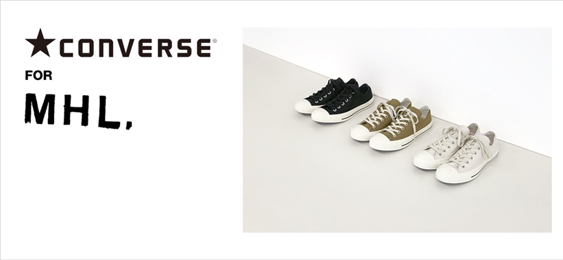 ヒールにヘリンボーンテープをあしらったMHL × CONVERSE ALL STAR 100 ローカット 3カラーが6月中旬発売 (コンバース オールスター)