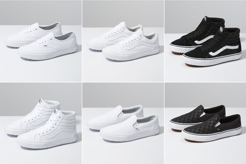 オールホワイト/モノトーンチェッカーのVANS “MADE FOR THE MAKERS” SLIP-ON UC/AUTHENTIC UC/OLD SKOOL UC/SK8-HI REISSUE UC (バンズ “メイド フォー ザ メーカーズ”)