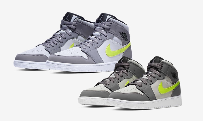 ナイキ エア ジョーダン 1 ミッド “ホワイト/グレー/イエロー” (NIKE AIR JORDAN 1 MID “White/Grey/Yellow”) [554724,554725-072]