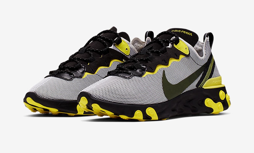 Nike React Element 55 Pure Platinum Black Dynamic Yellow ナイキ リアクト エレメント 55 ピュアプラチナム ブラック ダイナマイトイエロー Ck1686 001 Fullress スニーカー発売日 抽選情報 ニュースを掲載 ナイキ ジョーダン ダンク シュプリーム