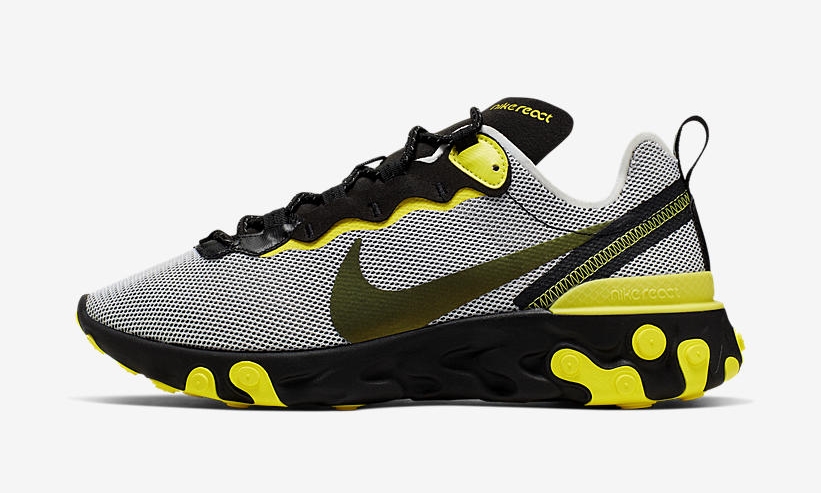 Nike React Element 55 Pure Platinum Black Dynamic Yellow ナイキ リアクト エレメント 55 ピュアプラチナム ブラック ダイナマイトイエロー Ck1686 001 Fullress スニーカー発売日 抽選情報 ニュースを掲載 ナイキ ジョーダン ダンク シュプリーム