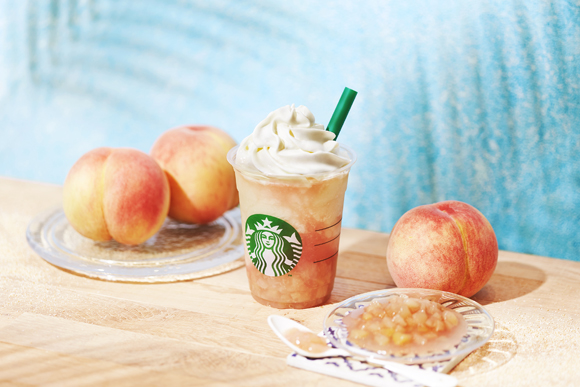 スタバから、ピーチ丸ごとな食感がたまらない「ピーチ オン ザ ビーチ フラペチーノ」が7/19から登場 (STARBUCKS スターバックス)