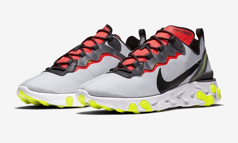 NIKE REACT ELEMENT 55 SE “Pure Platinum/Dark Grey/Bright Crimson” (ナイキ リアクト エレメント 55 SE “ピュアプラチナム/ダークグレー/ブライトクリムゾン”) [BV1507-003]